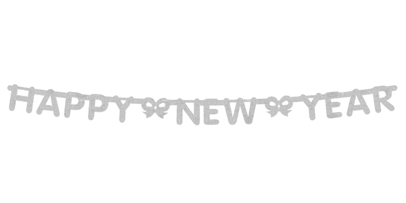 SILVER GLITTERED HAPPY NEW YEAR BANNER